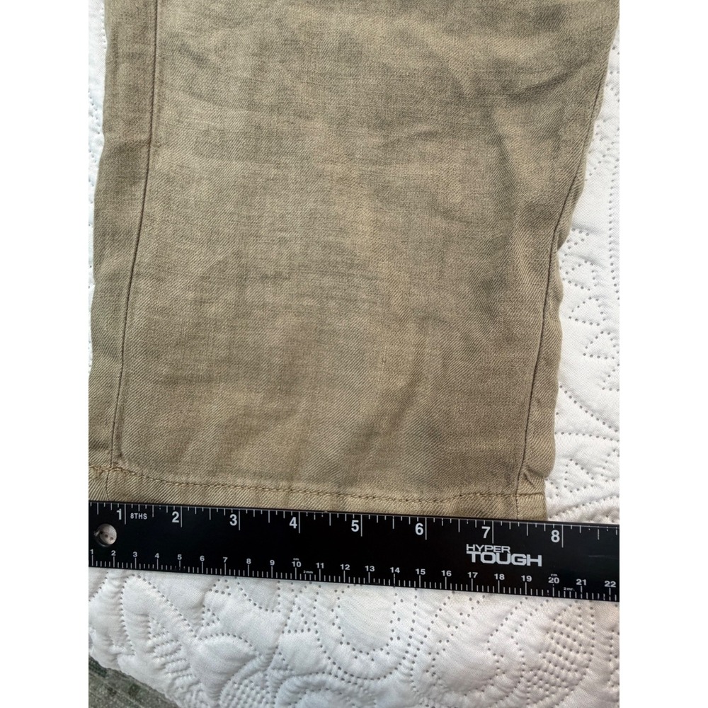 Linen Blend Paperbag Waist Drawstring Utility Pants Olive Green Khaki Relaxed - Picture 4 of 10